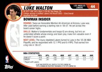 2007-08 Bowman #44 Luke Walton Back
