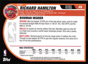 2007-08 Bowman #49 Richard Hamilton Back