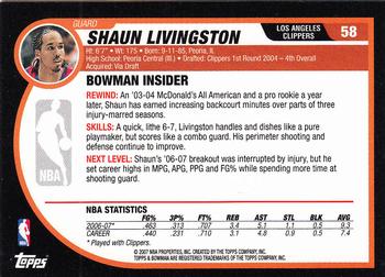 2007-08 Bowman #58 Shaun Livingston Back