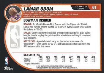 2007-08 Bowman #61 Lamar Odom Back
