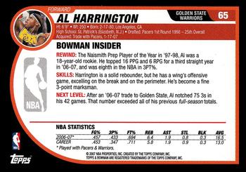 2007-08 Bowman #65 Al Harrington Back