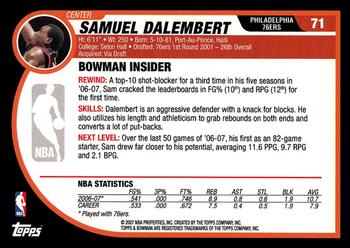 2007-08 Bowman #71 Samuel Dalembert Back