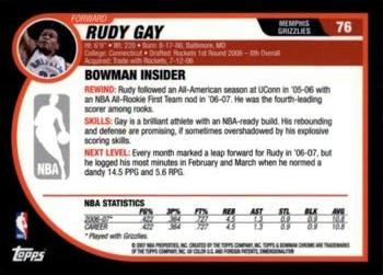 2007-08 Bowman #76 Rudy Gay Back