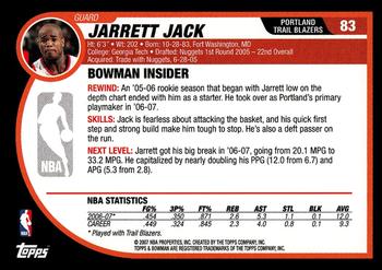 2007-08 Bowman #83 Jarrett Jack Back