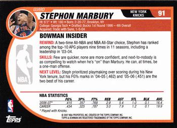 2007-08 Bowman #91 Stephon Marbury Back
