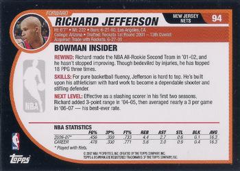 2007-08 Bowman #94 Richard Jefferson Back