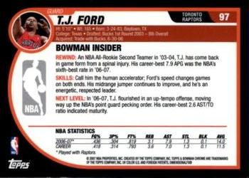 2007-08 Bowman #97 T.J. Ford Back