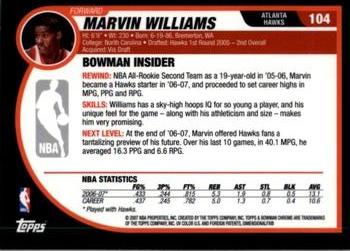 2007-08 Bowman #104 Marvin Williams Back