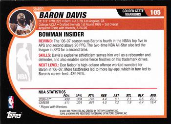 2007-08 Bowman #105 Baron Davis Back
