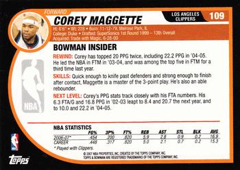 2007-08 Bowman #109 Corey Maggette Back