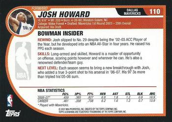 2007-08 Bowman #110 Josh Howard Back
