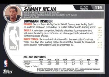 2007-08 Bowman #119 Sammy Mejia Back