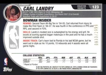 2007-08 Bowman #123 Carl Landry Back