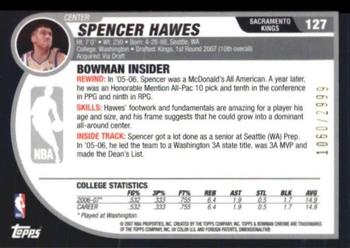 2007-08 Bowman #127 Spencer Hawes Back