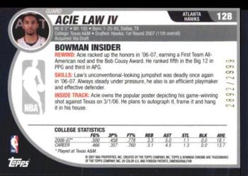 2007-08 Bowman #128 Acie Law IV Back