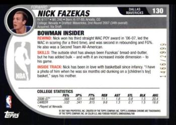 2007-08 Bowman #130 Nick Fazekas Back