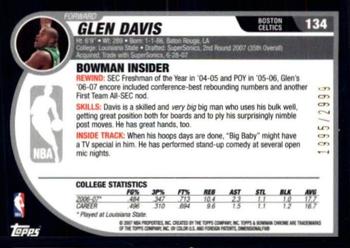 2007-08 Bowman #134 Glen Davis Back