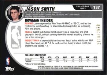 2007-08 Bowman #137 Jason Smith Back