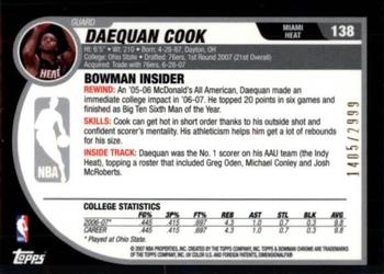 2007-08 Bowman #138 Daequan Cook Back