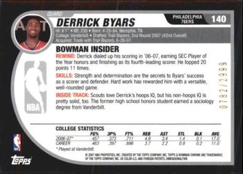 2007-08 Bowman #140 Derrick Byars Back