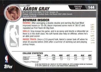 2007-08 Bowman #144 Aaron Gray Back