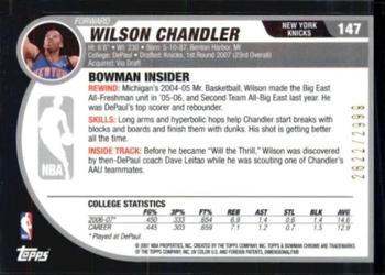 2007-08 Bowman #147 Wilson Chandler Back