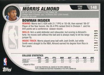 2007-08 Bowman #148 Morris Almond Back