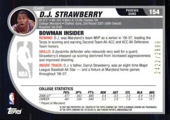 2007-08 Bowman #154 D.J. Strawberry Back