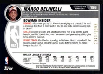 2007-08 Bowman #156 Marco Belinelli Back
