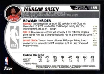 2007-08 Bowman #159 Taurean Green Back