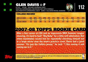 2007-08 Topps Chrome #112 Glen Davis Back