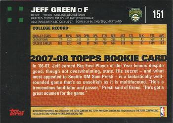 2007-08 Topps Chrome #151 Jeff Green Back