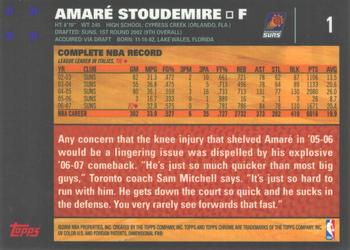 2007-08 Topps Chrome #1 Amare Stoudemire Back