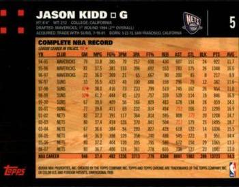 2007-08 Topps Chrome #5 Jason Kidd Back