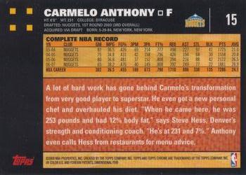 2007-08 Topps Chrome #15 Carmelo Anthony Back