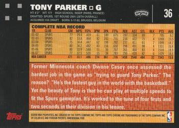 2007-08 Topps Chrome #36 Tony Parker Back