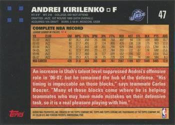 2007-08 Topps Chrome #47 Andrei Kirilenko Back