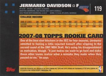 2007-08 Topps Chrome #119 Jermareo Davidson Back