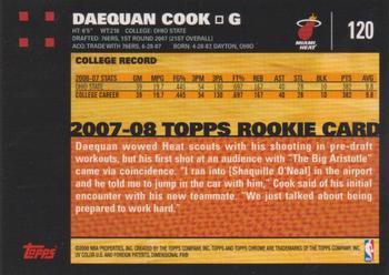 2007-08 Topps Chrome #120 Daequan Cook Back