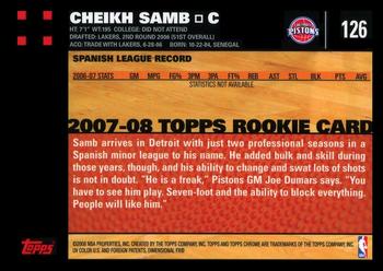 2007-08 Topps Chrome #126 Cheikh Samb Back