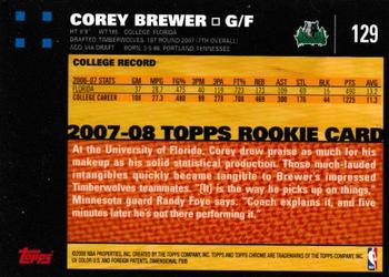 2007-08 Topps Chrome #129 Corey Brewer Back