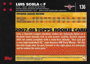 2007-08 Topps Chrome #136 Luis Scola Back