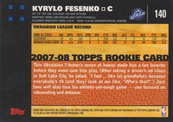 2007-08 Topps Chrome #140 Kyrylo Fesenko Back