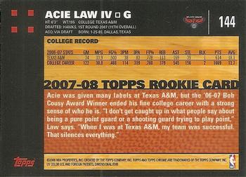 2007-08 Topps Chrome #144 Acie Law IV Back