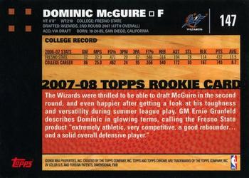 2007-08 Topps Chrome #147 Dominic McGuire Back