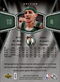 2007-08 SP Game Used #6 Delonte West Back