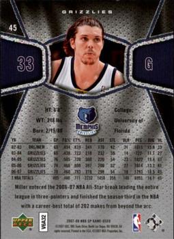 2007-08 SP Game Used #45 Mike Miller Back