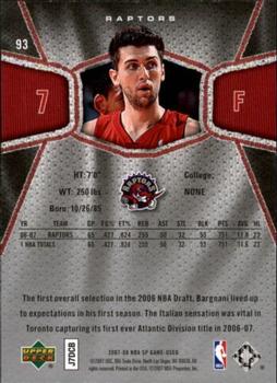 2007-08 SP Game Used #93 Andrea Bargnani Back
