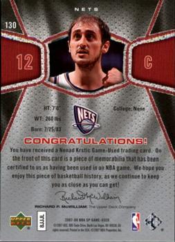 2007-08 SP Game Used #130 Nenad Krstic Back