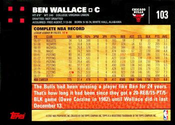 2007-08 Topps #103 Ben Wallace Back